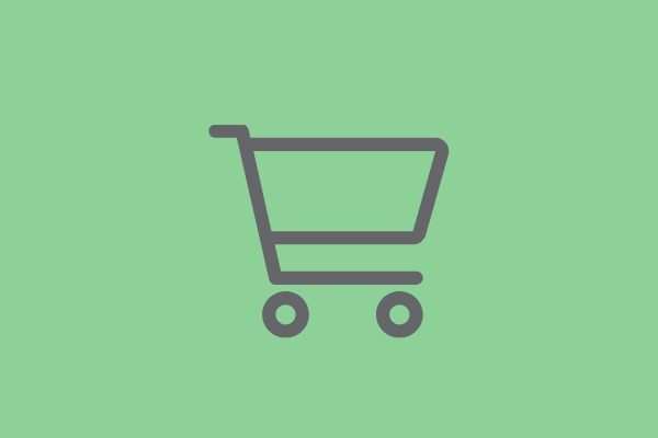 Shopping Cart - Steht für Best Practise Beispiel. Grüner Hiintergrund